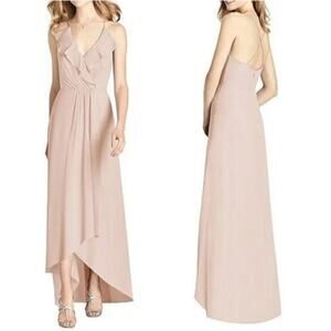 🔴JENNY‎ PACKHAM Ruffled Chiffon High-Low Gown Size 4